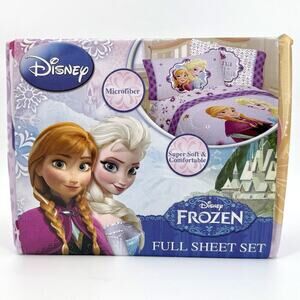 Disney Frozen Piece Full Size 4 Piece Sheet Set Microfiber Elsa Anna NOS